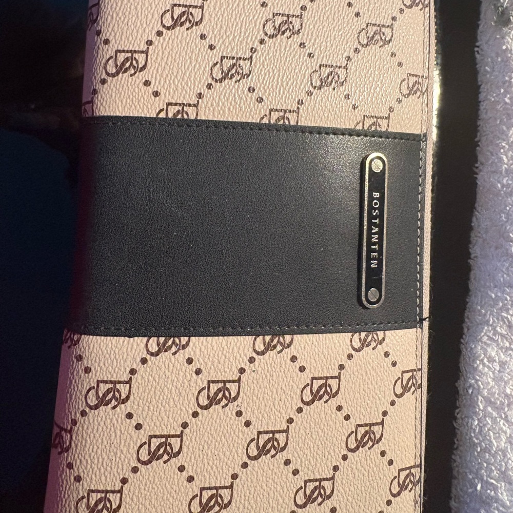 BOSTANTEN Beige and Black Clutch wallet card holder